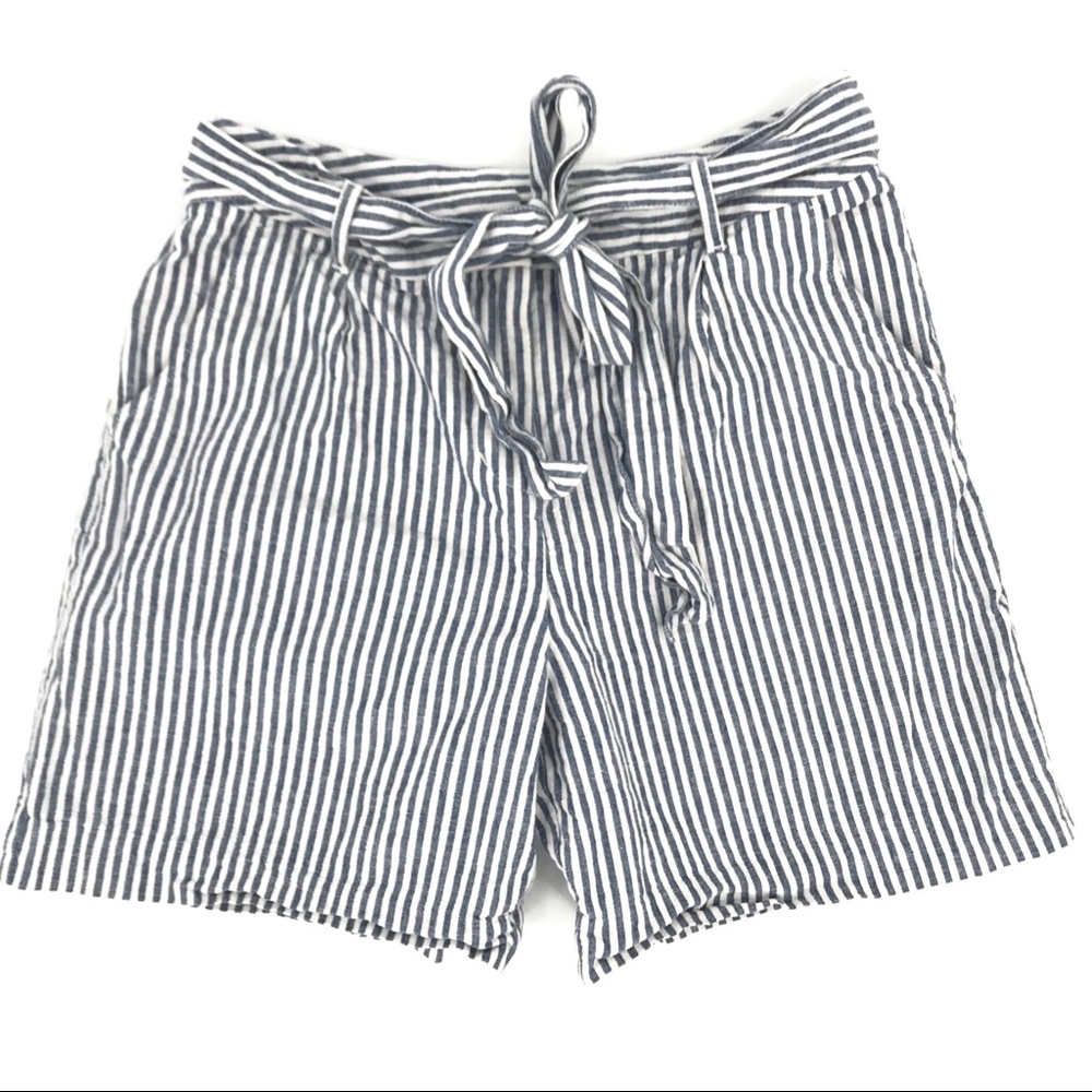 Boden High Waisted Shorts Blue White Stripes